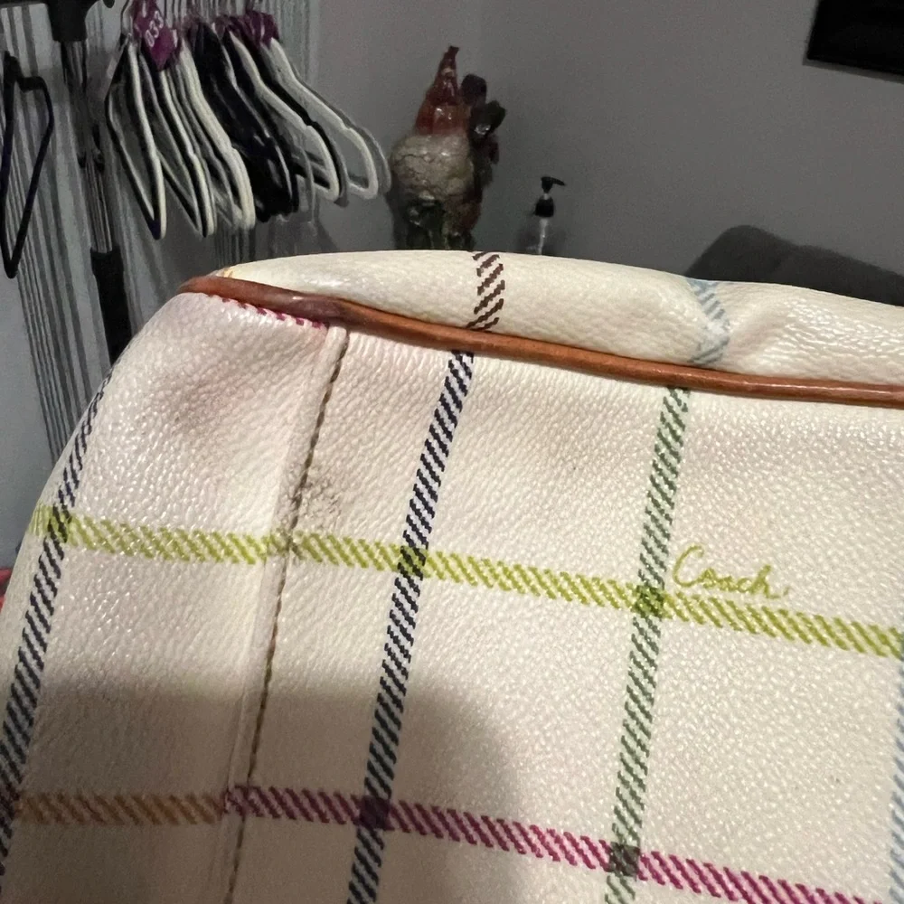 Coach Women's Plaid Handbag - Cream and Pink Vintage - Picture 5 of 7